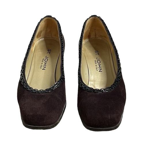 ST.JOHN BROWN‎ SUEDE BLOCK HEELS  SIZE 8 - Picture 4 of 8